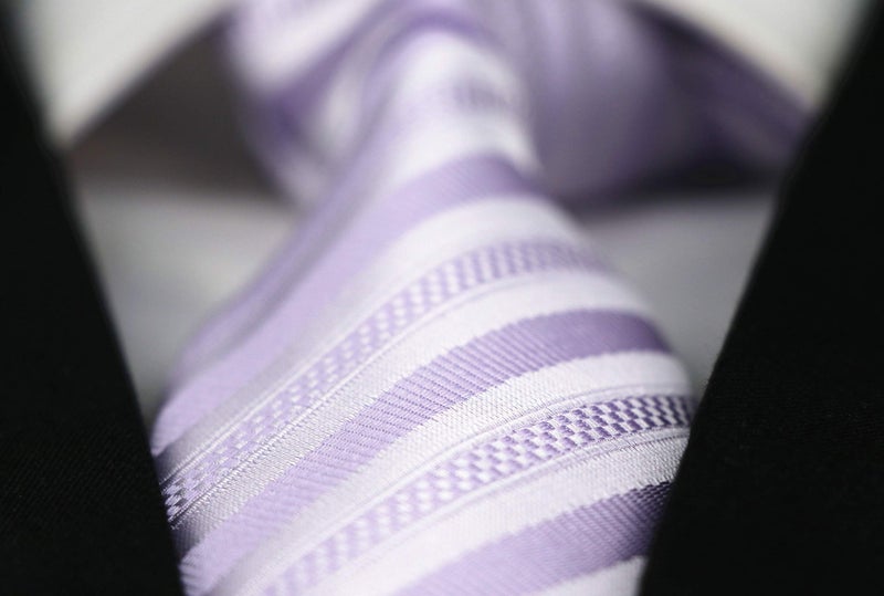 Elfeves Men Light Purple Slim Ties Narrow Striped Woven Office Matching uk Wedding Neckties - Image 3